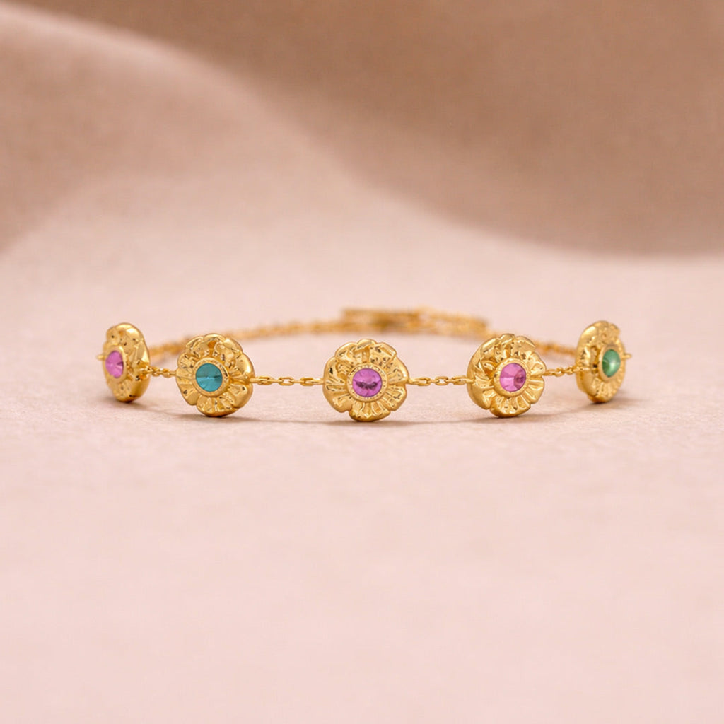 For Mother Personalized 1–8 Birthstone Vintage Blossom Bracelet