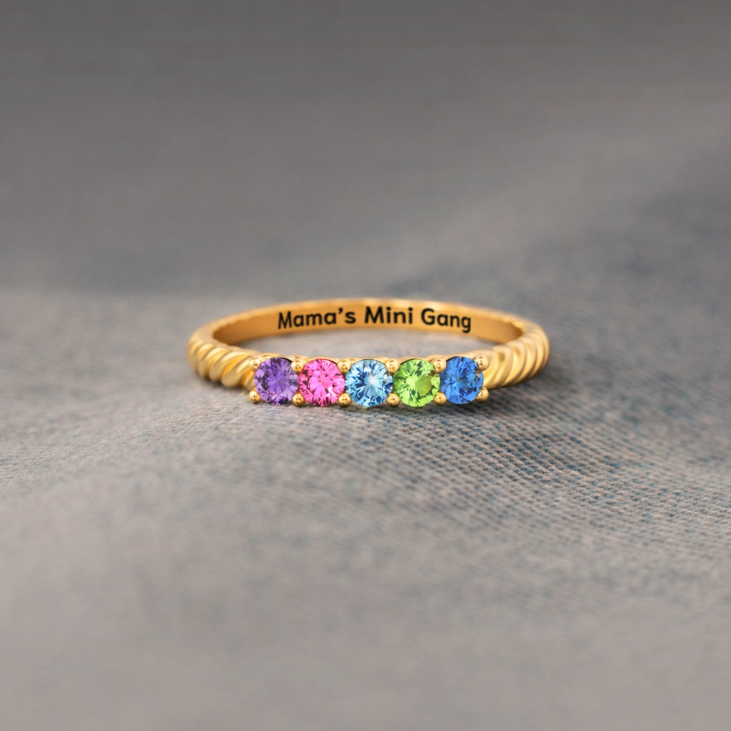 Mama's Mini Gang 1-6 Birthstones Twisted Band Ring