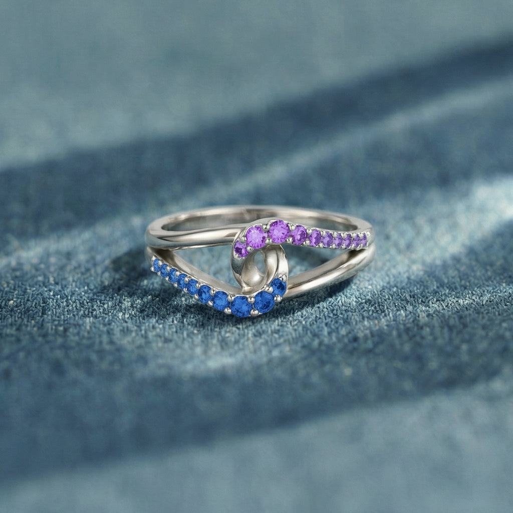 Mother-Daughter Intertwined Birthstone Ring