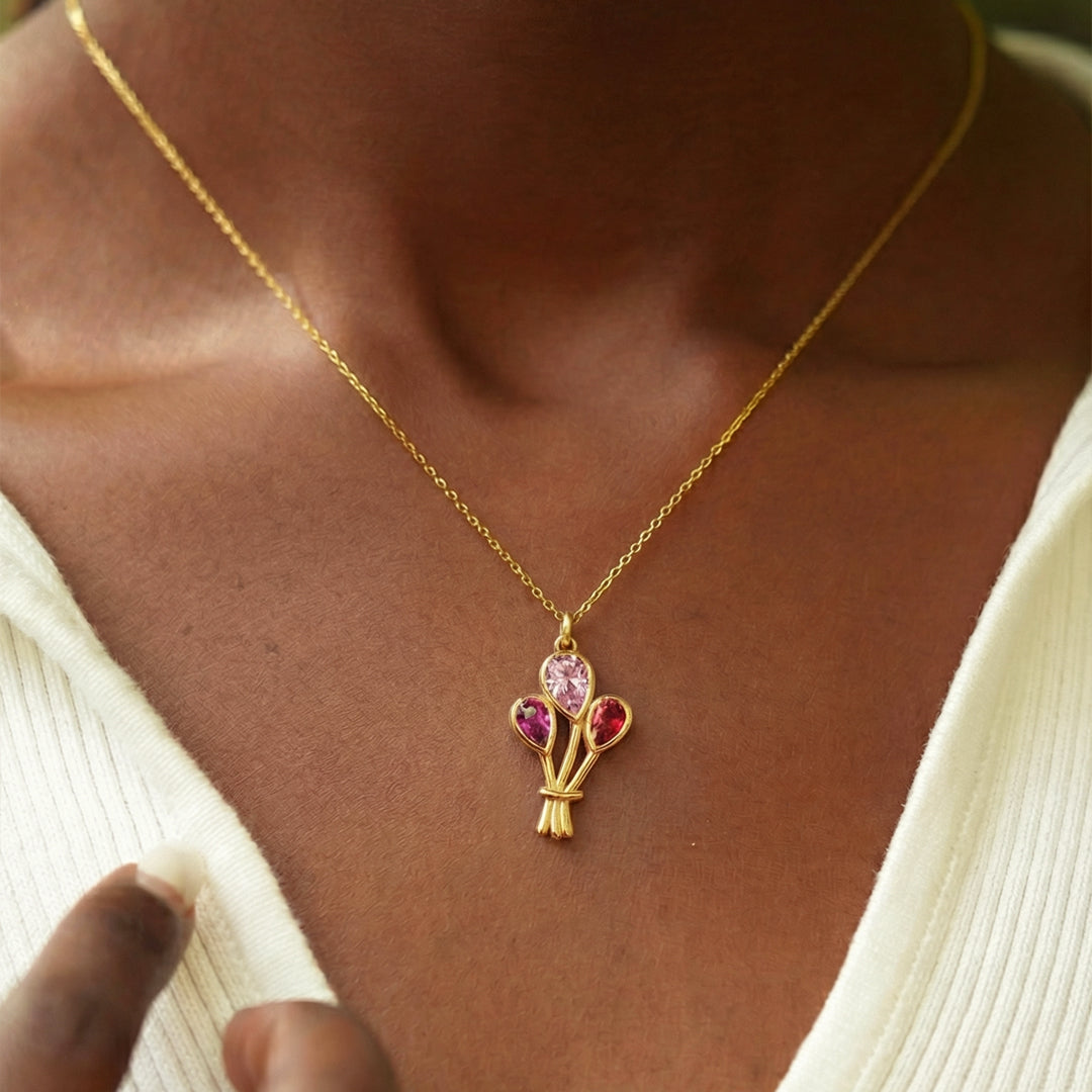 Custom 1-6 Balloon Birthstone Necklace