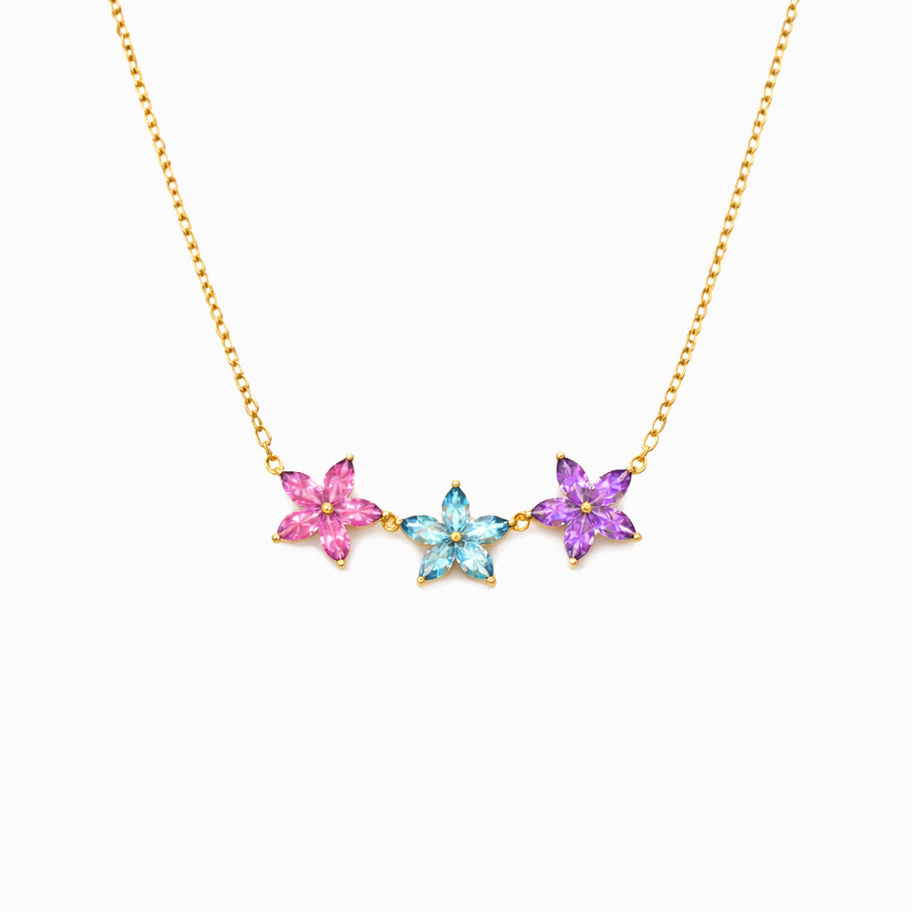 Grandma's Garden 1-6 Floral Birthstone Necklace Gift For Grandma