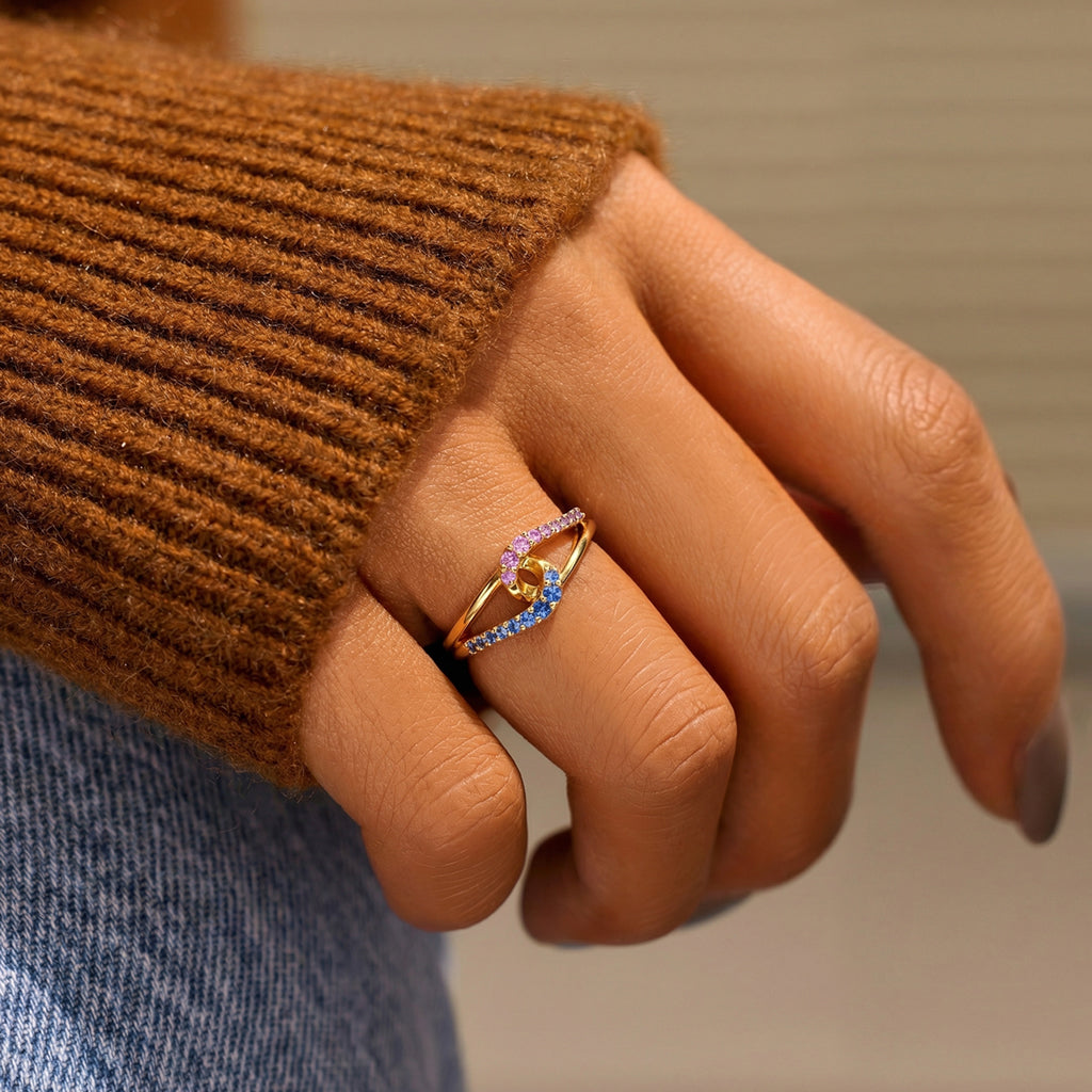 Mother-Daughter Intertwined Birthstone Ring
