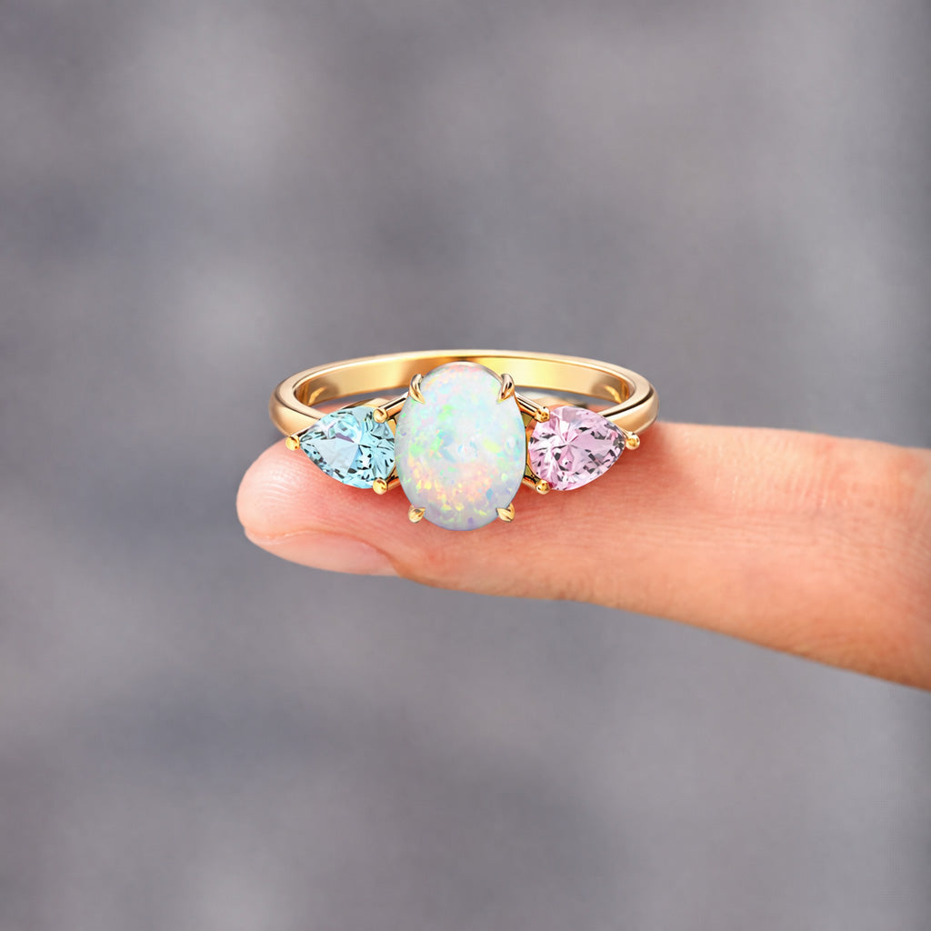 The Purest Love Mother & Daughter Birthstone Opal Ring