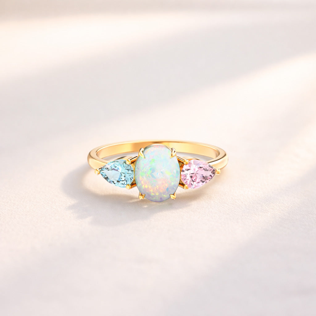 Our Love Never Fades Mother & Daughter Birthstone Opal Ring