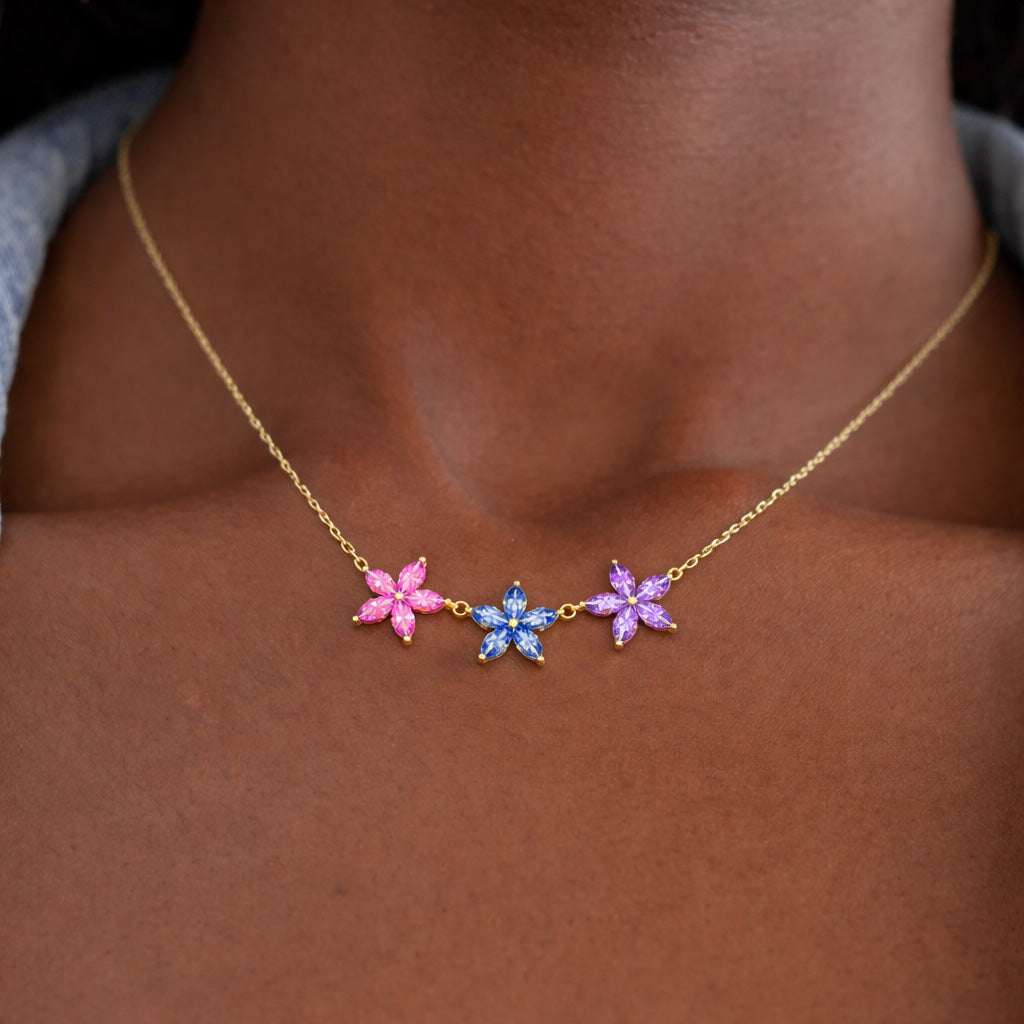 Mama's Garden 1-6 Floral Birthstone Necklace Gift For Mom