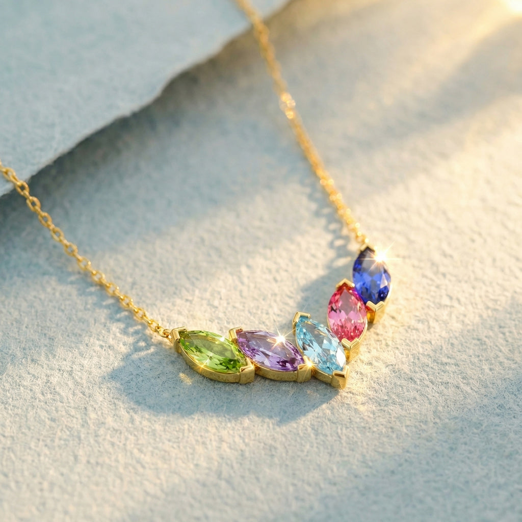 Mama's Mini Gang 1–7 Marquise Birthstone Necklace