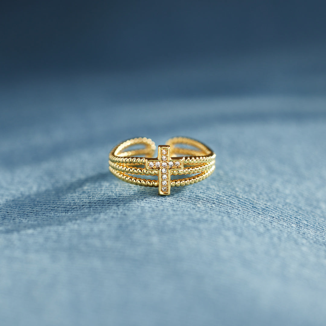 Triple Band Cross Ring