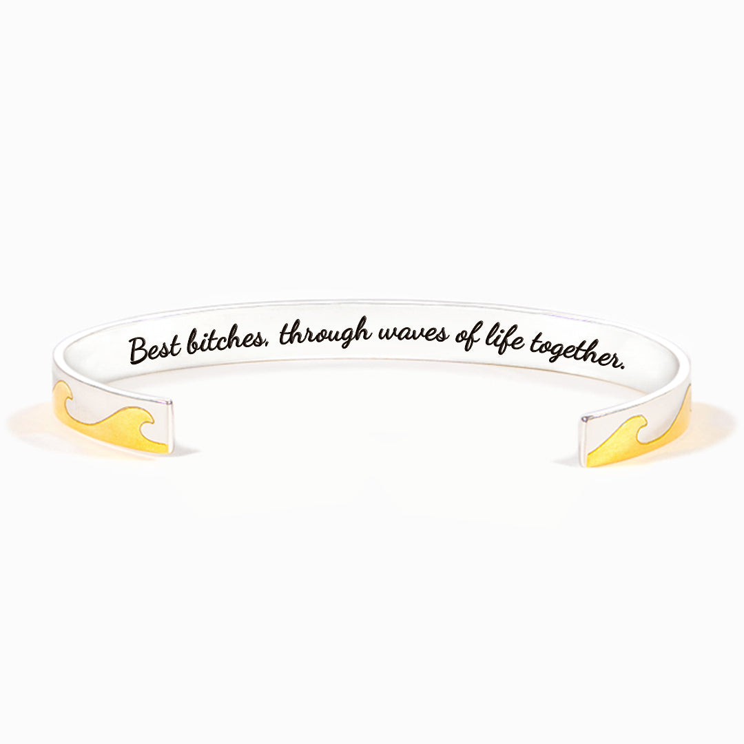 Best Bitches Through Waves of Life Together – Waves Minimalist Bangle