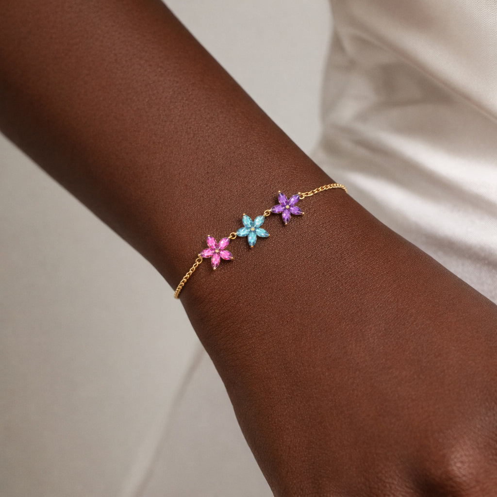 Grandma's Garden 1-6 Floral Birthstone Bracelet Gift For Grandma