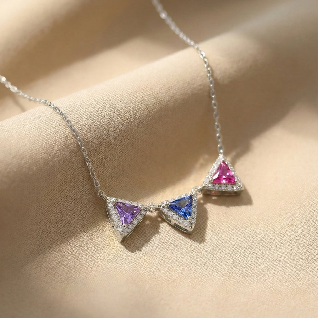 Custom 1-6 Triangle Birthstone Necklace