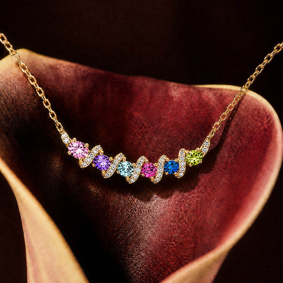 1‑6 Elegant Oval Halo Birthstone Twisted Necklace