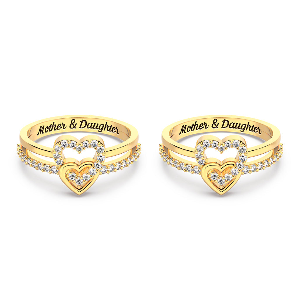 Mother & Daughter Never Truly Part Entwined Hearts Ring