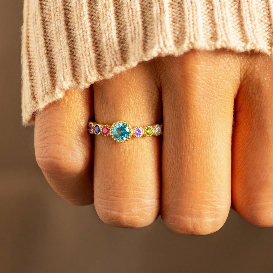 Mama & Her Mini Gang Custom 1-7 Birthstones Ring