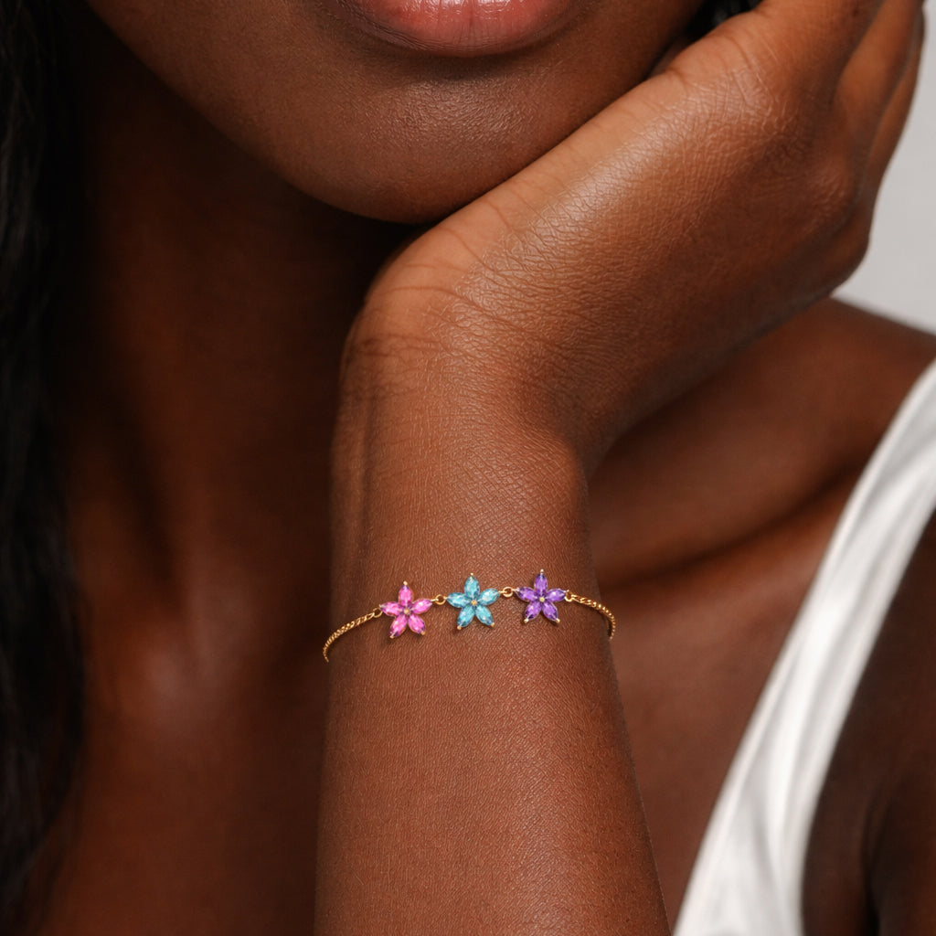 Mama's Garden 1-6 Floral Birthstone Bracelet Gift For Mom
