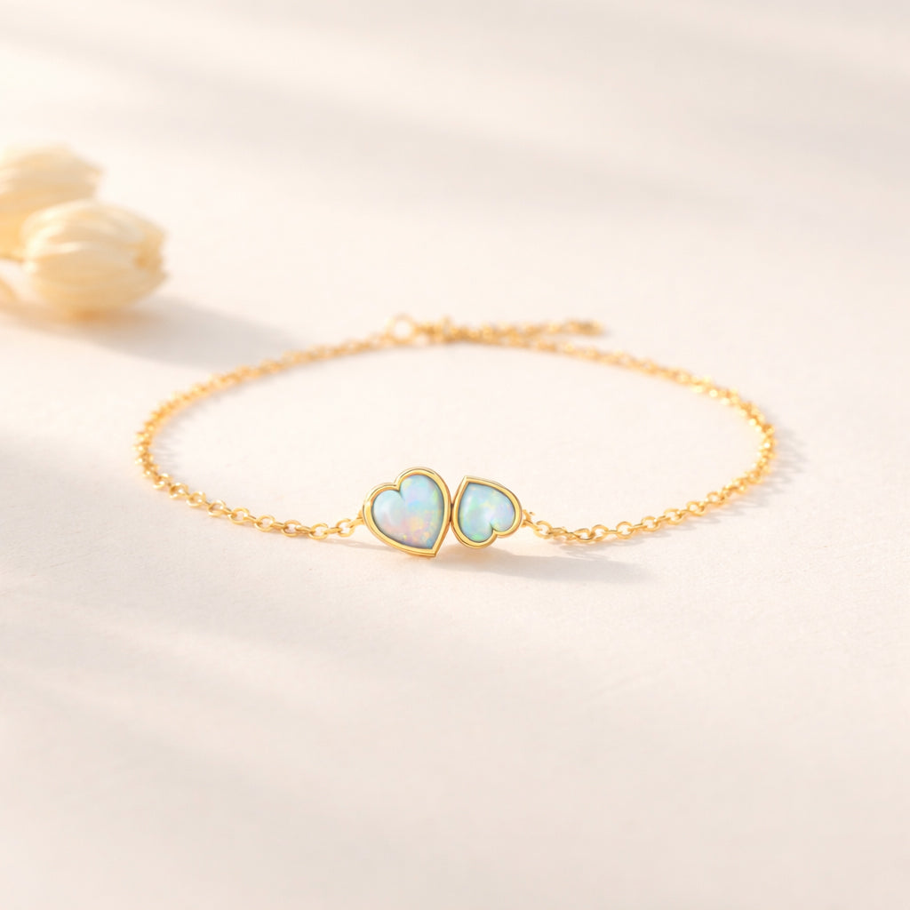 Bonded By Love Mother & Daughter Matching Heart Cut Opal Bracelet