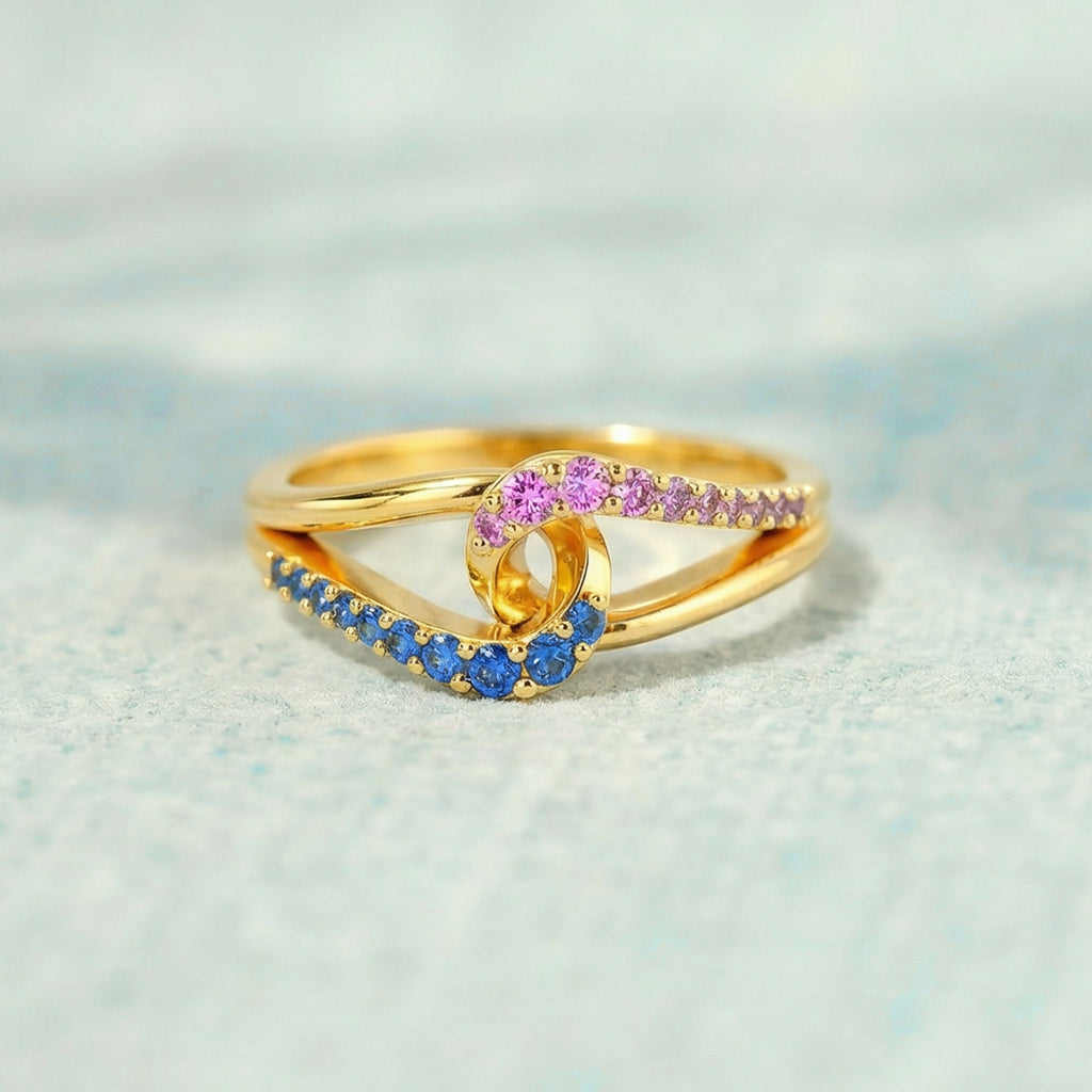 Mother-Daughter Intertwined Birthstone Ring