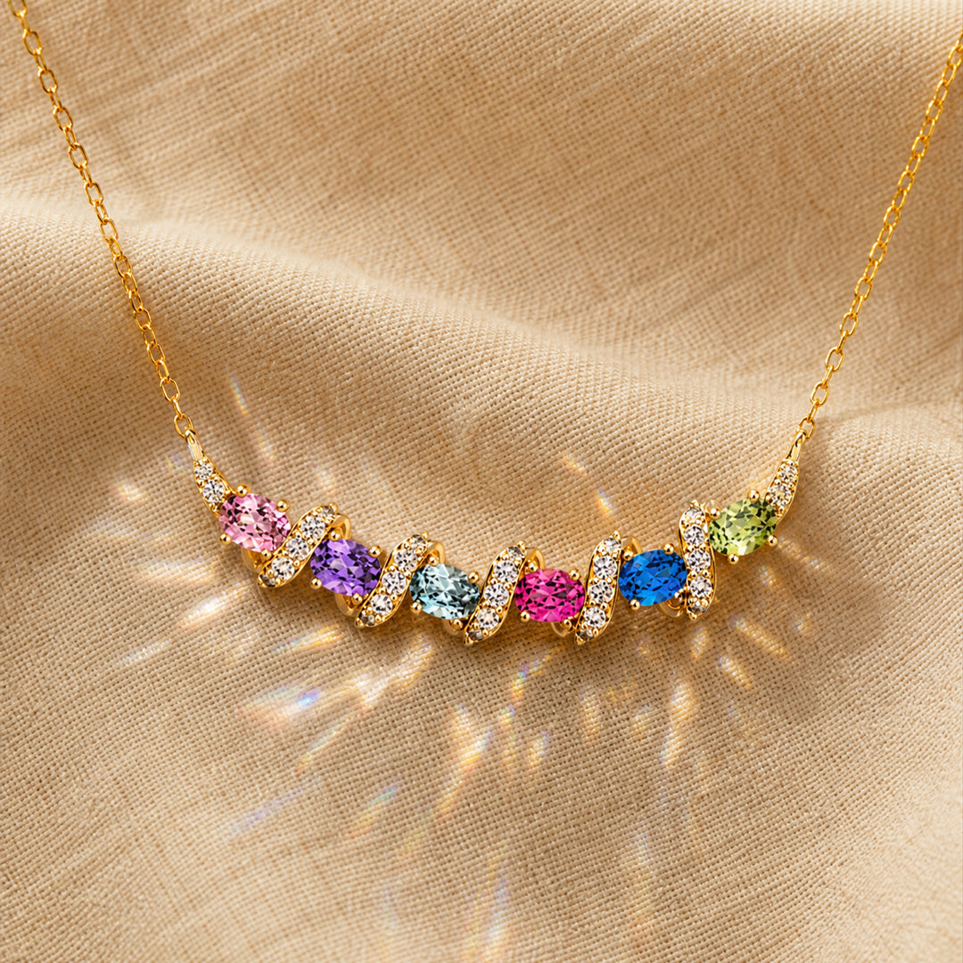 1‑6 Elegant Oval Halo Birthstone Twisted Necklace