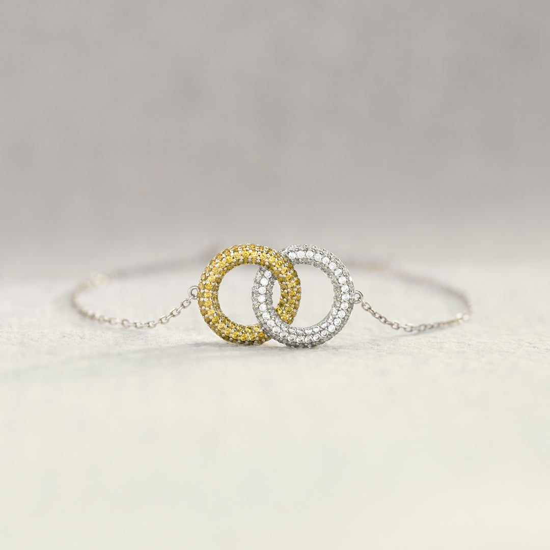 Mother & Daughter Forever Connected Gold & Silver Linking Circles Bracelet