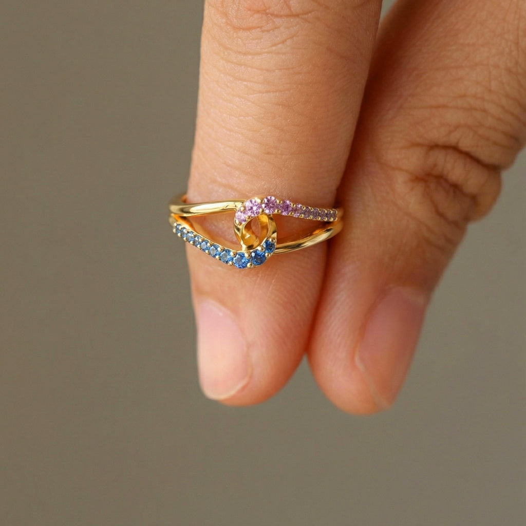 Mother-Daughter Intertwined Birthstone Ring