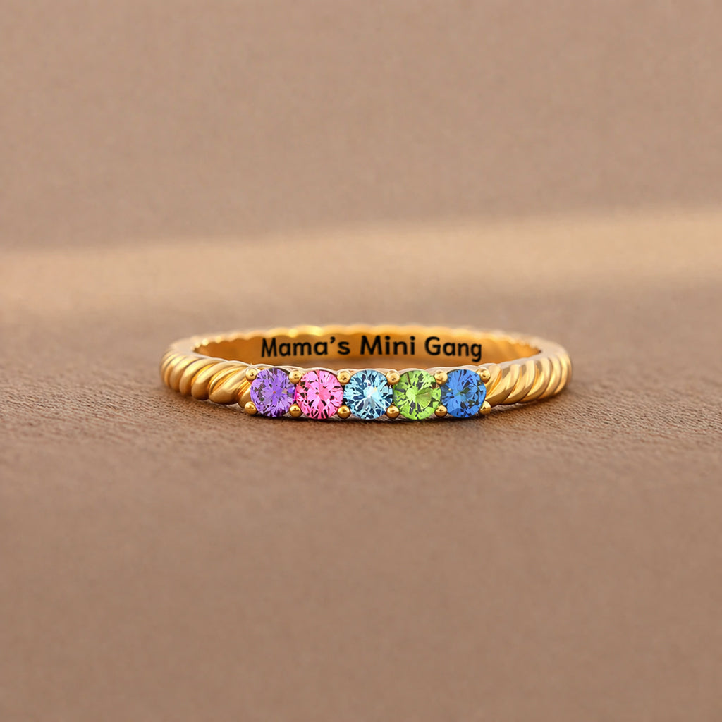 Mama's Mini Gang 1-6 Birthstones Twisted Band Ring