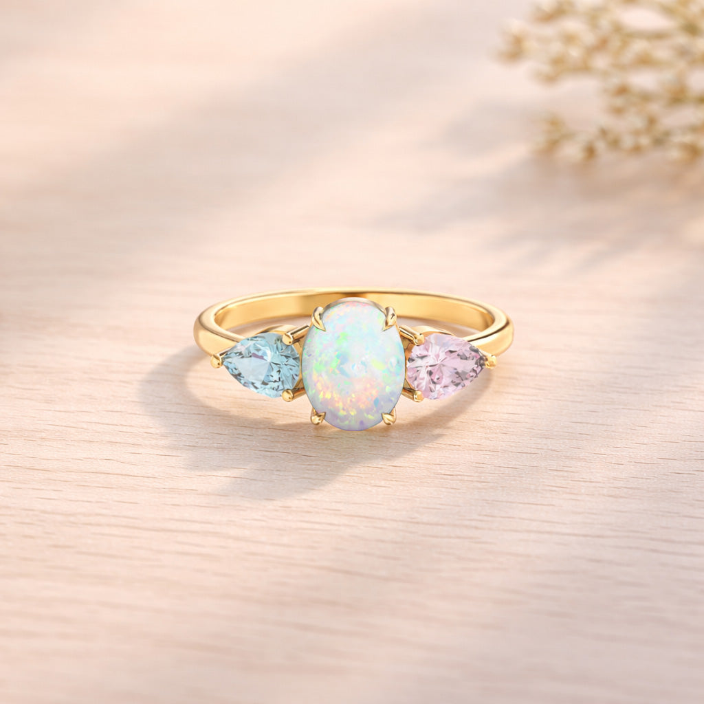 Our Love Never Fades Mother & Daughter Birthstone Opal Ring