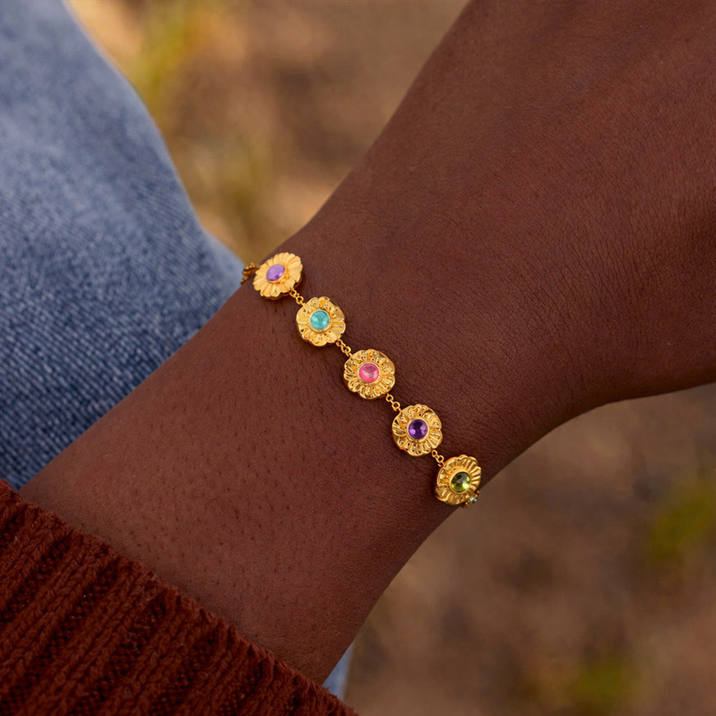 For Mother Personalized 1–8 Birthstone Vintage Blossom Bracelet