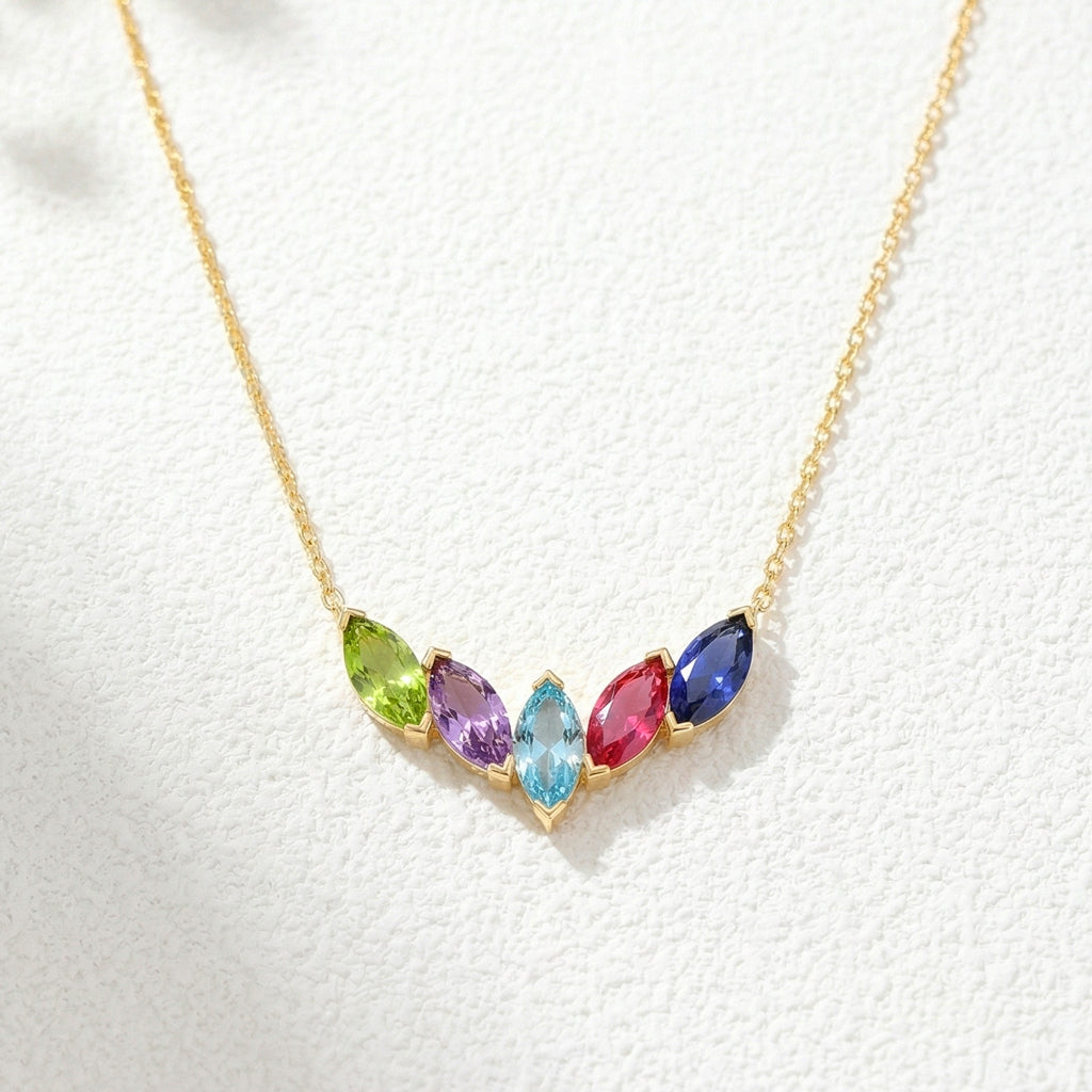 Mama's Mini Gang 1–7 Marquise Birthstone Necklace