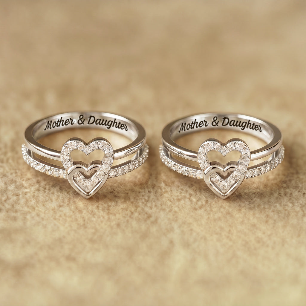 Mother & Daughter Never Truly Part Entwined Hearts Ring