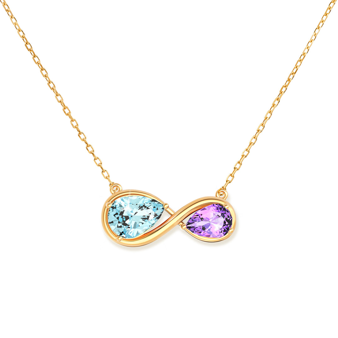 Mother & Daughter Teardrop Infinity Birthstone Necklace