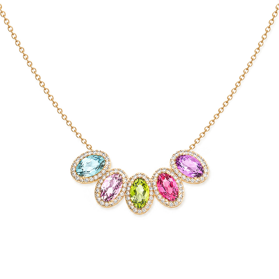 1‑8 Elegant Oval Halo Birthstone Necklace