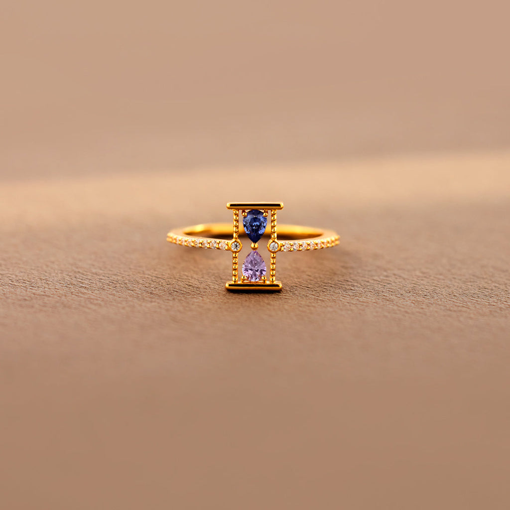 Hourglass Double Birthstone Ring