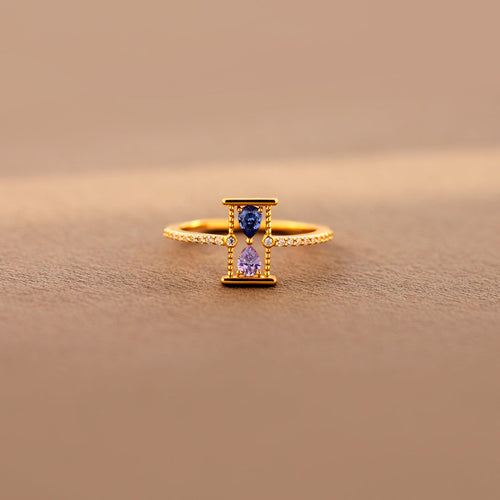 Hourglass Double Birthstone Ring