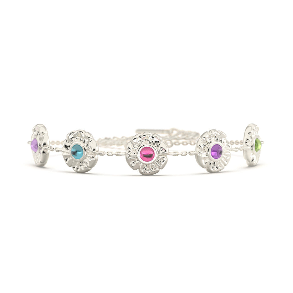 For Mother Personalized 1–8 Birthstone Vintage Blossom Bracelet