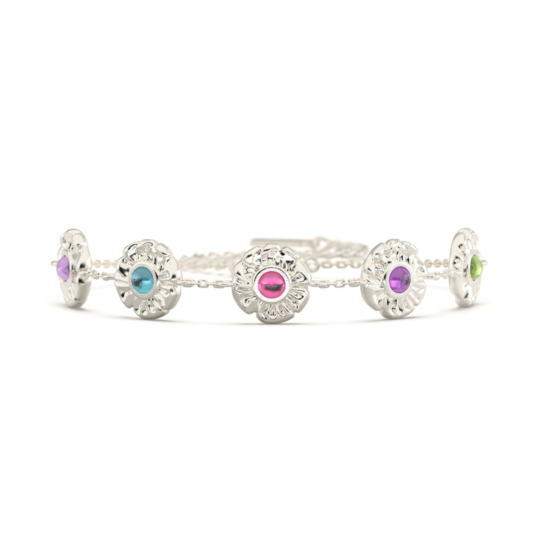 For Mother Personalized 1–8 Birthstone Vintage Blossom Bracelet