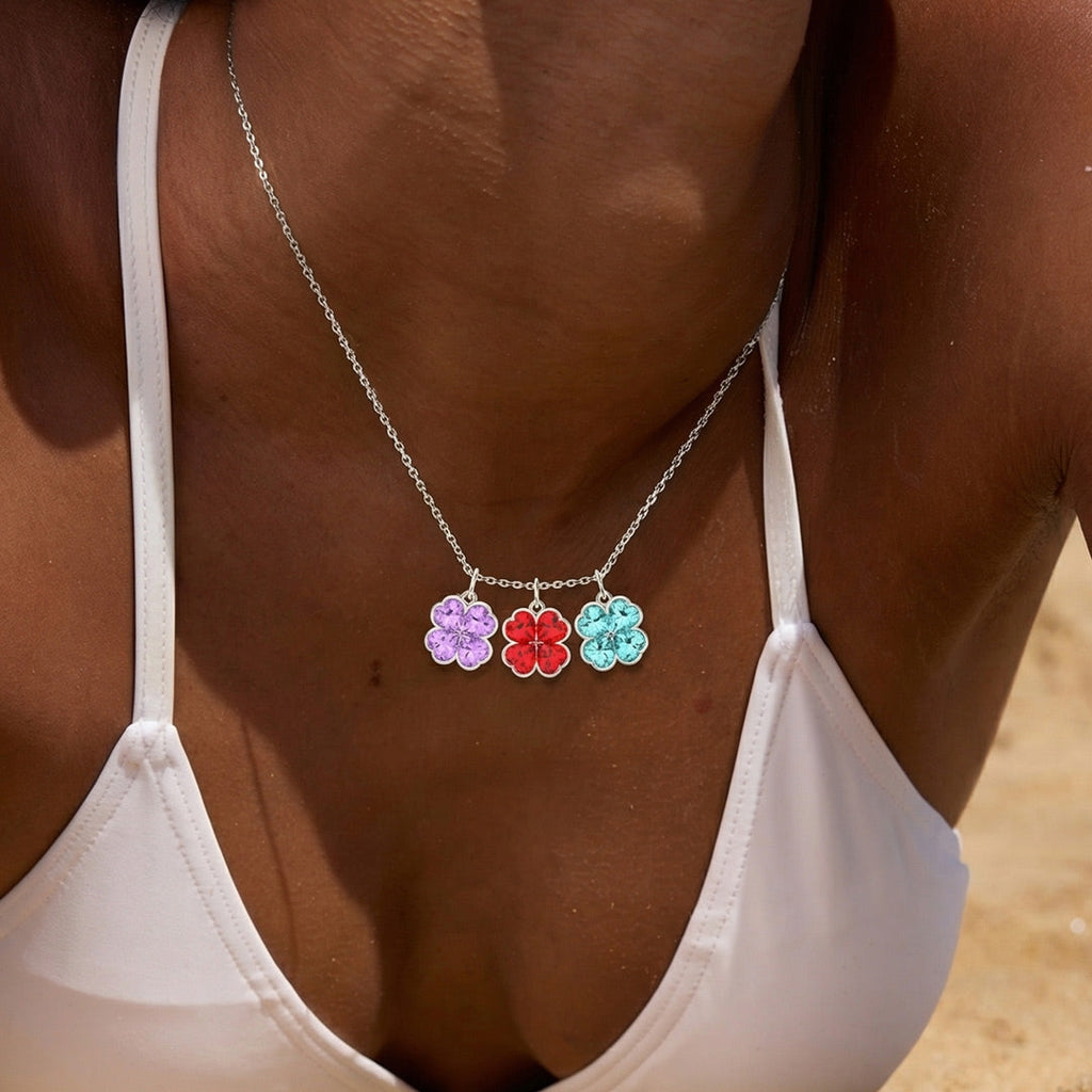 Custom 1–8 Four-Leaf Clover Birthstone Necklace
