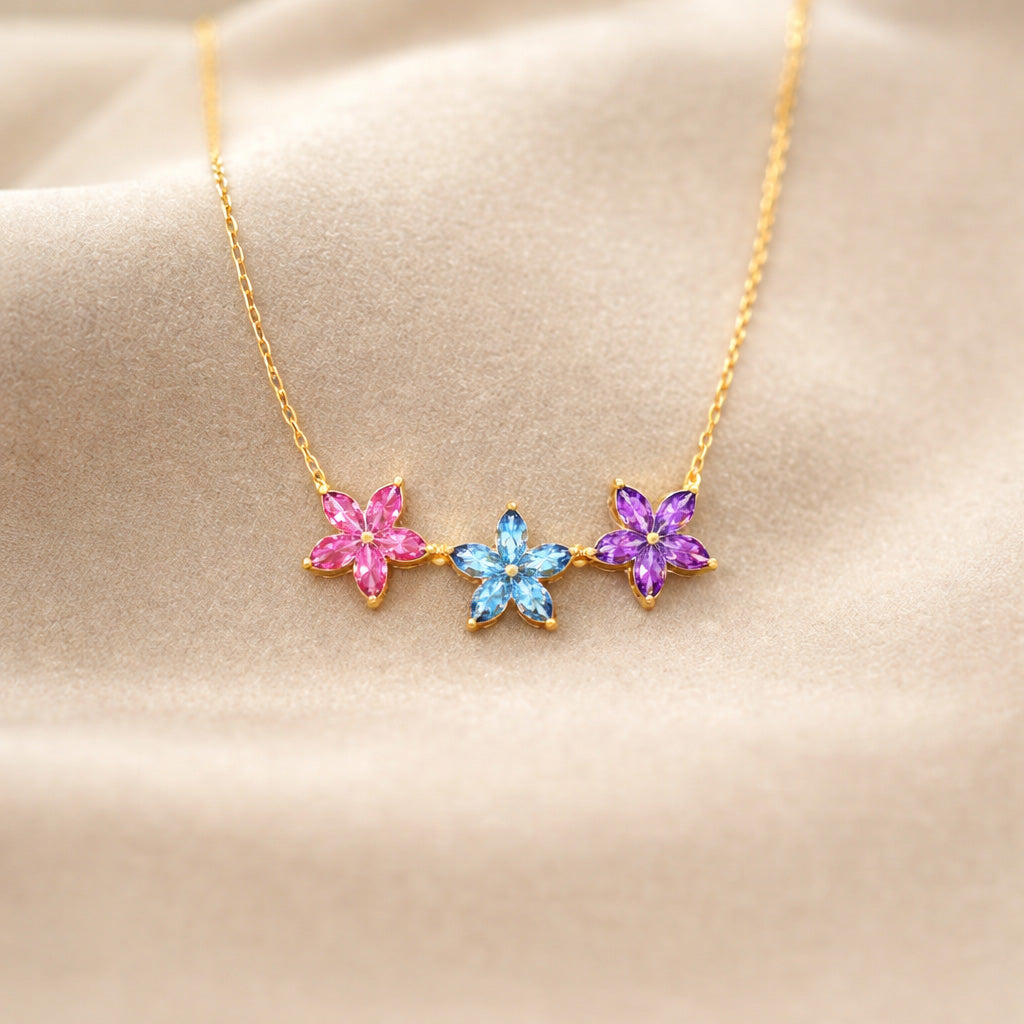 Grandma's Garden 1-6 Floral Birthstone Necklace Gift For Grandma