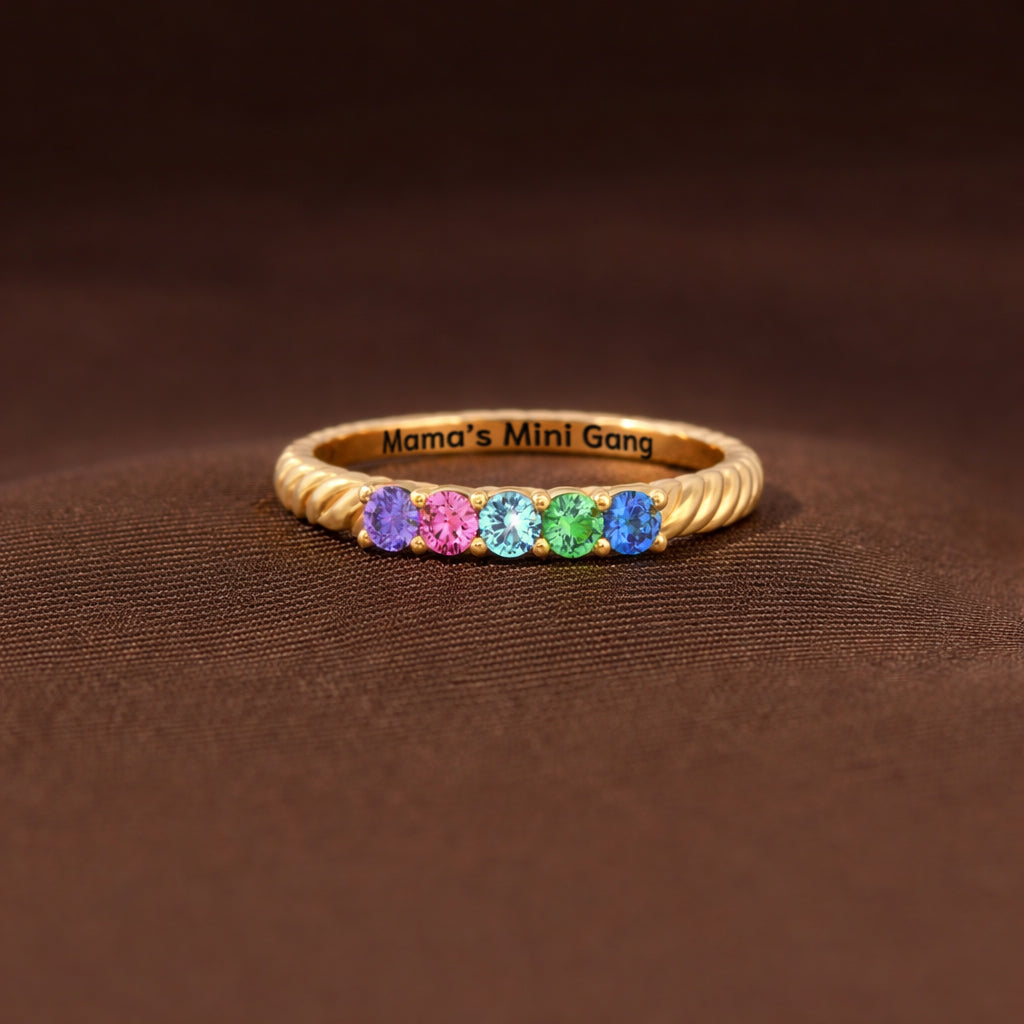 Mama's Mini Gang 1-6 Birthstones Twisted Band Ring