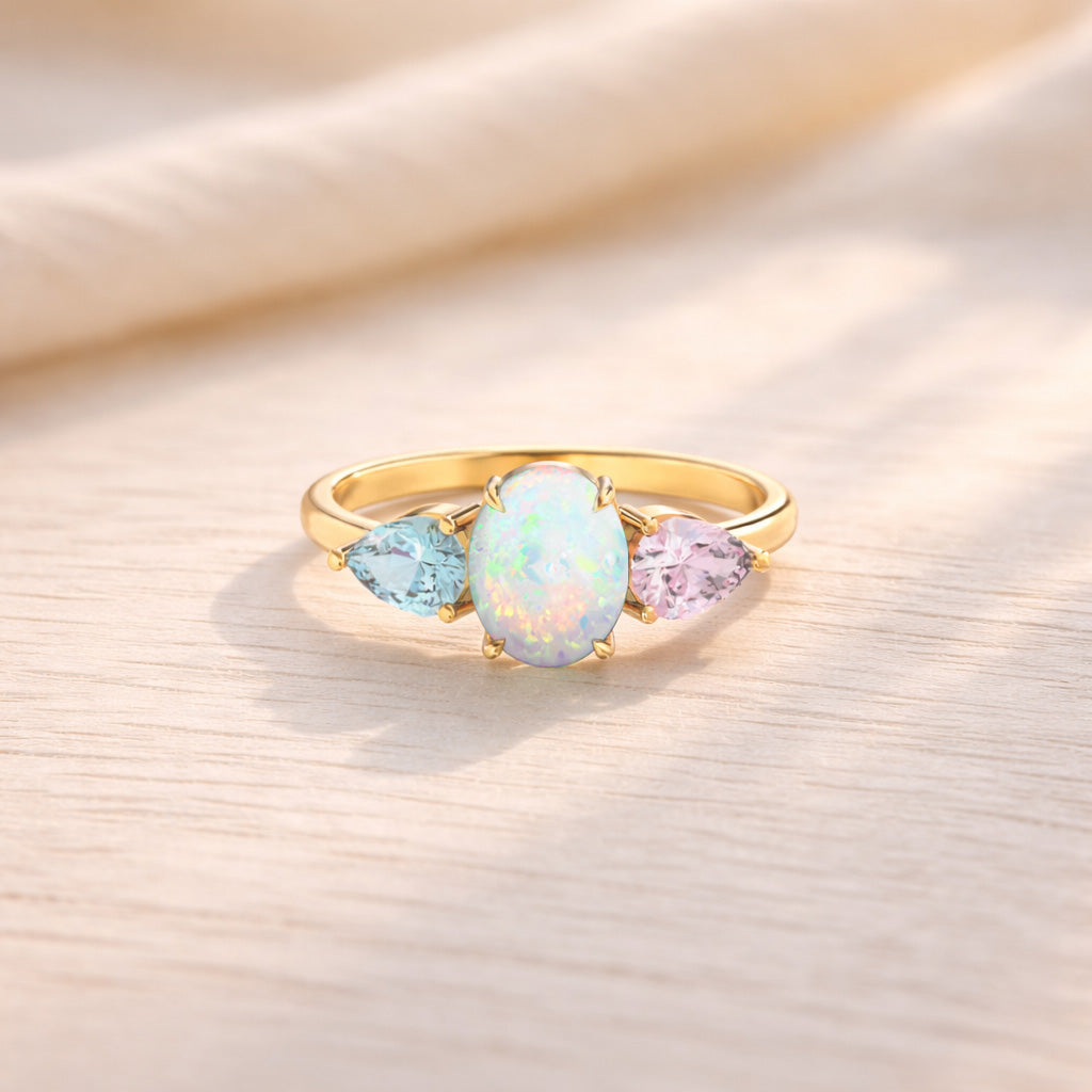 The Purest Love Mother & Daughter Birthstone Opal Ring