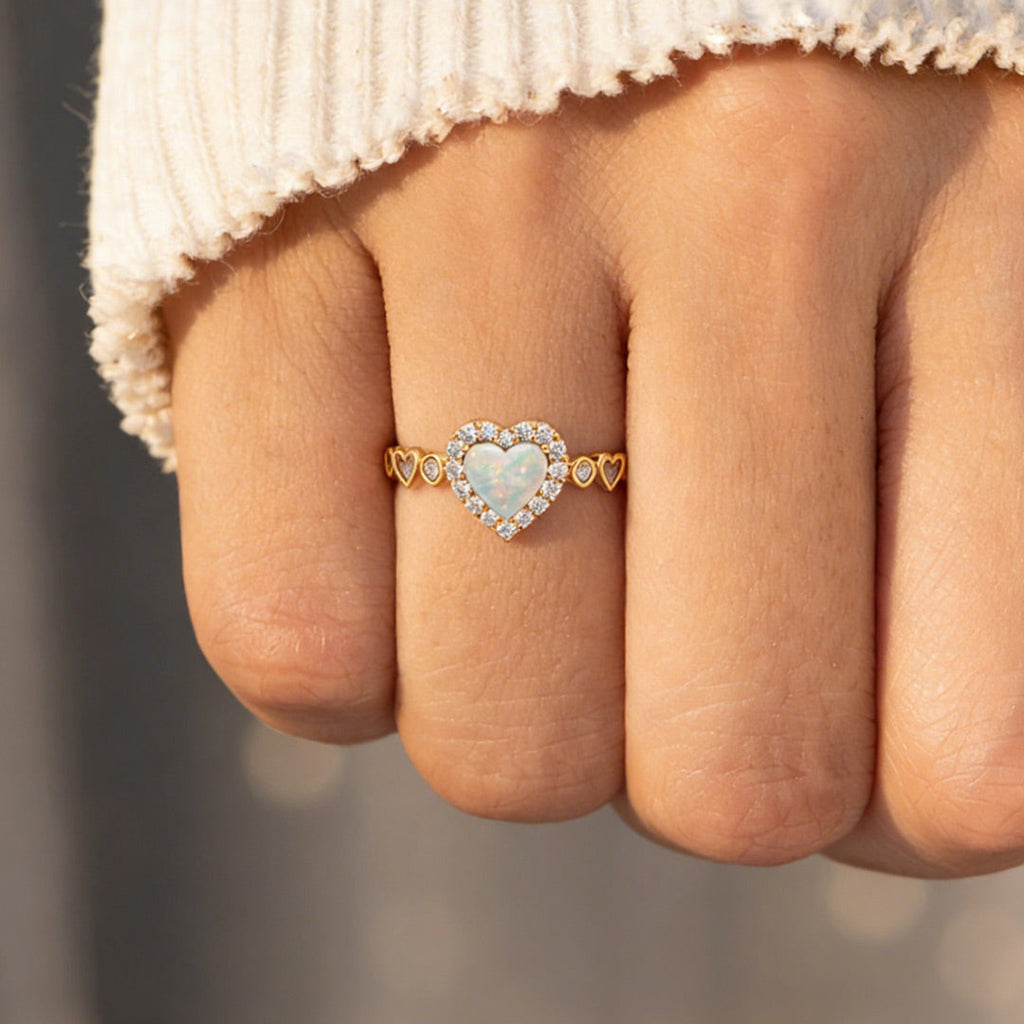 Matching Mother Daughter Opal Heart Ring