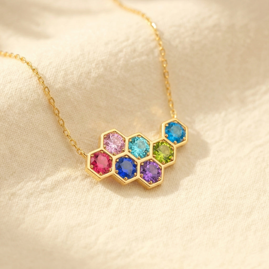 Mama's Mini Gang 1–8 Birthstone Hexagon Necklace