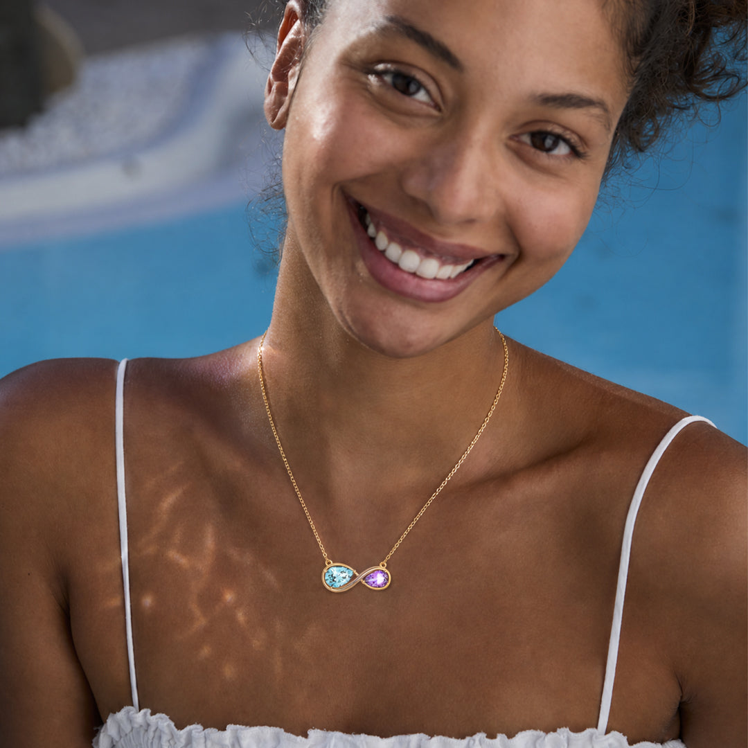 Mother & Daughter Teardrop Infinity Birthstone Necklace