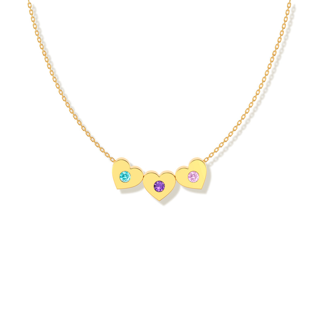 Mama's Heartbeats Custom 1-6 Heart-Cut Birthstone Necklace