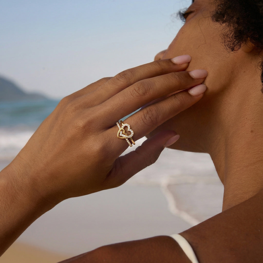 Mother & Daughter Entwined Hearts Ring