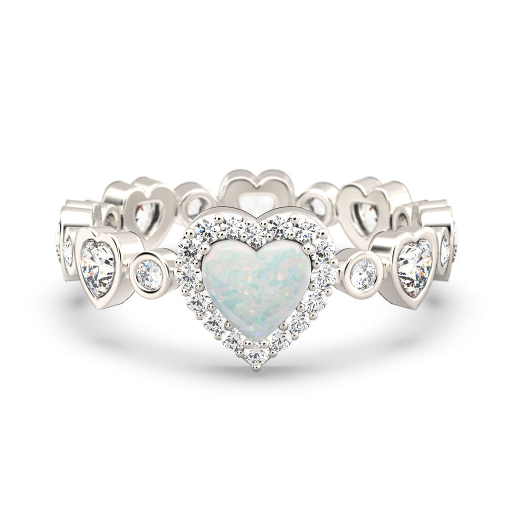 Matching Mother Daughter Opal Heart Ring