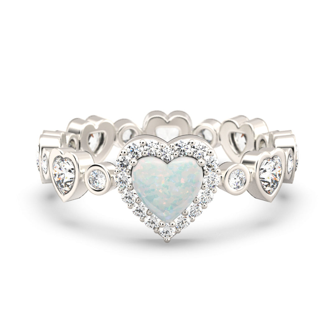 Matching Mother Daughter Opal Heart Ring