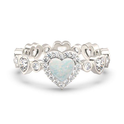 Matching Mother Daughter Opal Heart Ring