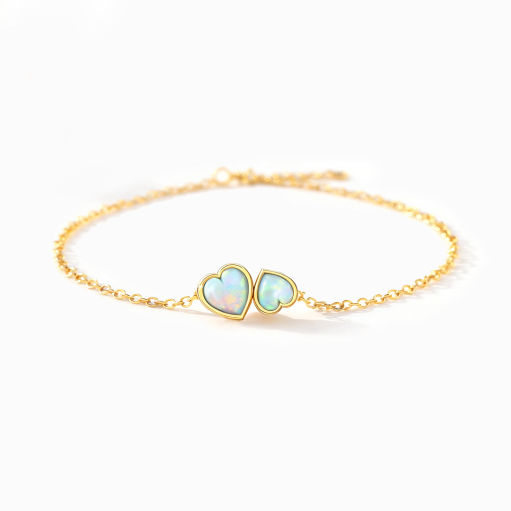 Bonded By Love Mother & Daughter Matching Heart Cut Opal Bracelet