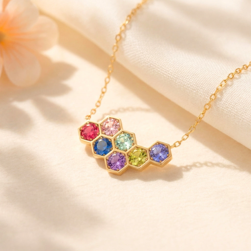Mama's Mini Gang 1–8 Birthstone Hexagon Necklace