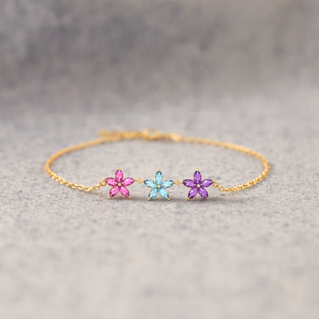 Mama's Garden 1-6 Floral Birthstone Bracelet Gift For Mom