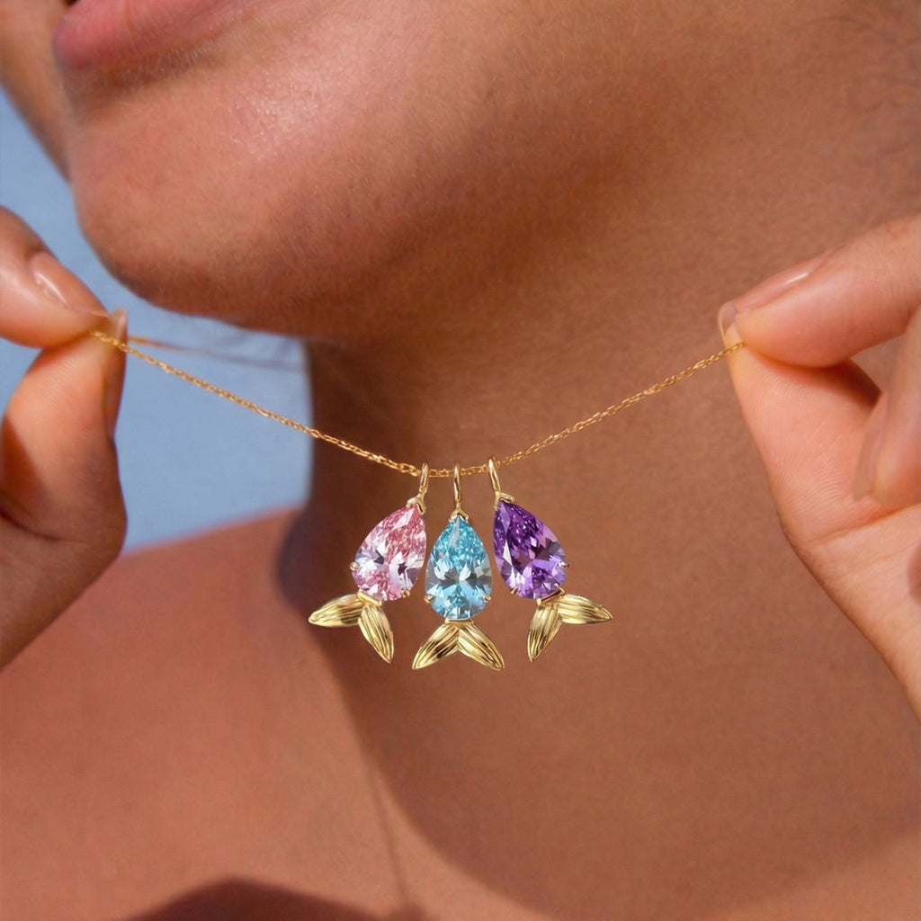 Custom 1-5 Fish Birthstone Necklace